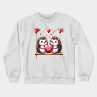 Valentine Hedgehog Couple On Swing Crewneck Sweatshirt